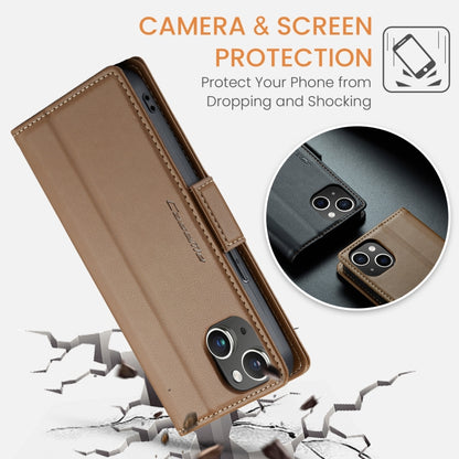 For iPhone 14 CaseMe 023 Butterfly Buckle Litchi Texture RFID Anti-theft Leather Phone Case(Brown) - iPhone 14 Cases by CaseMe | Online Shopping South Africa | PMC Jewellery