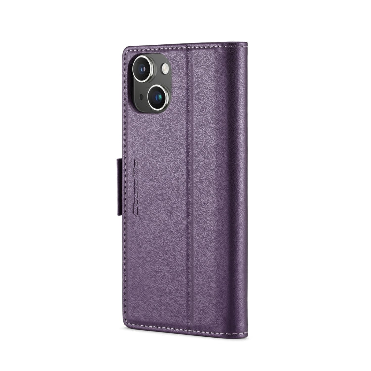 For iPhone 14 Plus CaseMe 023 Butterfly Buckle Litchi Texture RFID Anti-theft Leather Phone Case(Pearly Purple) - iPhone 14 Plus Cases by CaseMe | Online Shopping South Africa | PMC Jewellery