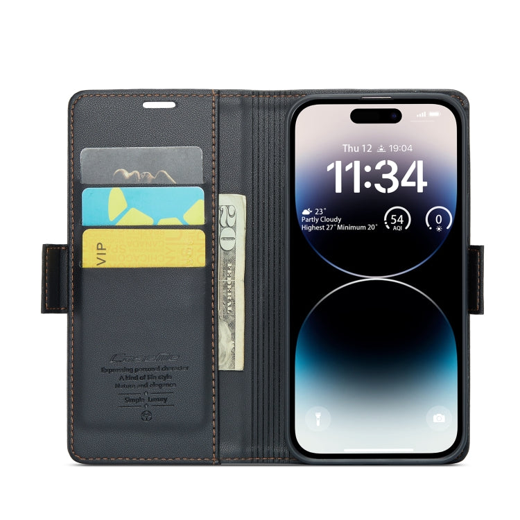 For iPhone 14 Pro Max CaseMe 023 Butterfly Buckle Litchi Texture RFID Anti-theft Leather Phone Case(Black) - iPhone 14 Pro Max Cases by CaseMe | Online Shopping South Africa | PMC Jewellery