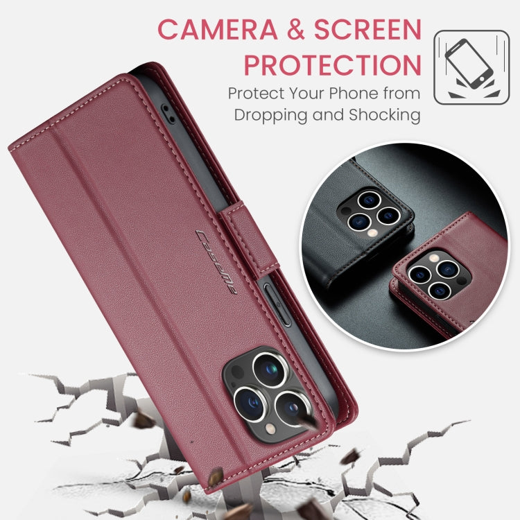 For iPhone 14 Pro Max CaseMe 023 Butterfly Buckle Litchi Texture RFID Anti-theft Leather Phone Case(Wine Red) - iPhone 14 Pro Max Cases by CaseMe | Online Shopping South Africa | PMC Jewellery