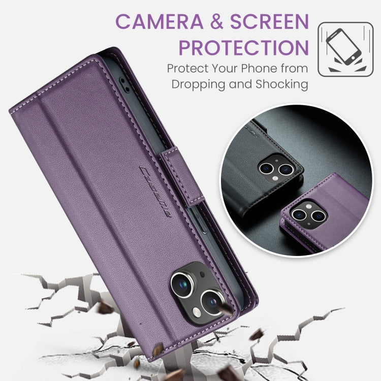 For iPhone 13 CaseMe 023 Butterfly Buckle Litchi Texture RFID Anti-theft Leather Phone Case(Pearly Purple) - iPhone 13 Cases by CaseMe | Online Shopping South Africa | PMC Jewellery