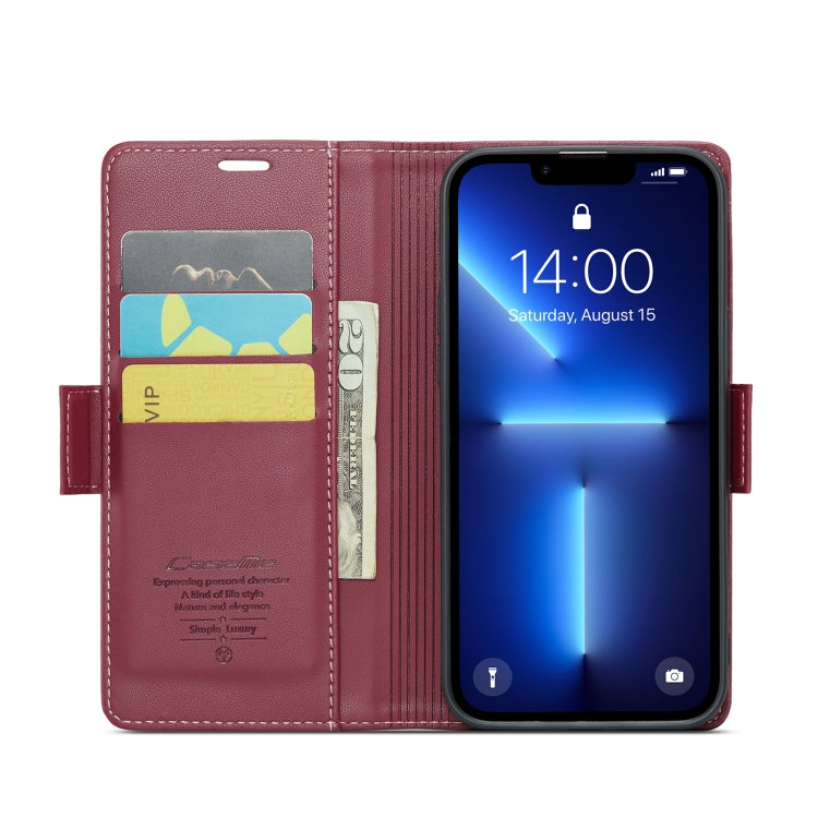 For iPhone 13 Pro CaseMe 023 Butterfly Buckle Litchi Texture RFID Anti-theft Leather Phone Case(Wine Red) - iPhone 13 Pro Cases by CaseMe | Online Shopping South Africa | PMC Jewellery