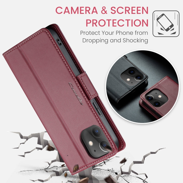 For iPhone 12 / 12 Pro CaseMe 023 Butterfly Buckle Litchi Texture RFID Anti-theft Leather Phone Case(Wine Red) - iPhone 12 / 12 Pro Cases by CaseMe | Online Shopping South Africa | PMC Jewellery