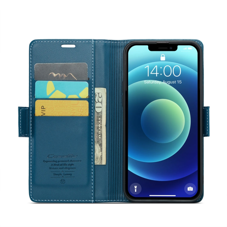 For iPhone 12 / 12 Pro CaseMe 023 Butterfly Buckle Litchi Texture RFID Anti-theft Leather Phone Case(Blue) - iPhone 12 / 12 Pro Cases by CaseMe | Online Shopping South Africa | PMC Jewellery