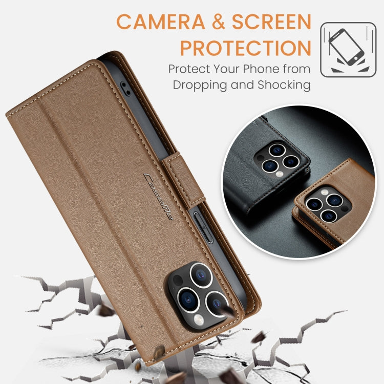 For iPhone 12 Pro Max CaseMe 023 Butterfly Buckle Litchi Texture RFID Anti-theft Leather Phone Case(Brown) - iPhone 12 Pro Max Cases by CaseMe | Online Shopping South Africa | PMC Jewellery