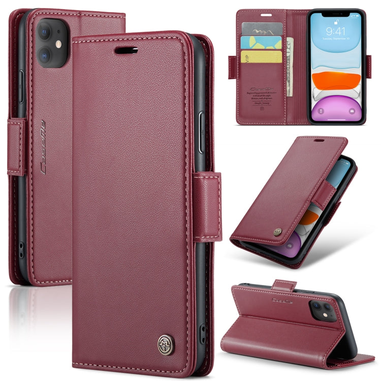 For iPhone 11 CaseMe 023 Butterfly Buckle Litchi Texture RFID Anti-theft Leather Phone Case(Wine Red) - iPhone 11 Cases by CaseMe | Online Shopping South Africa | PMC Jewellery