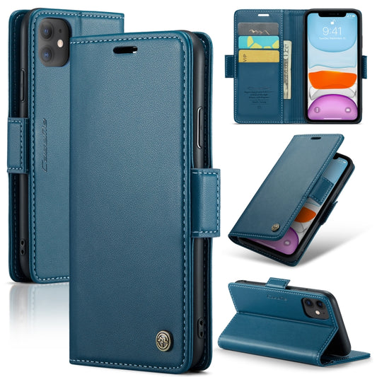 For iPhone 11 CaseMe 023 Butterfly Buckle Litchi Texture RFID Anti-theft Leather Phone Case(Blue) - iPhone 11 Cases by CaseMe | Online Shopping South Africa | PMC Jewellery