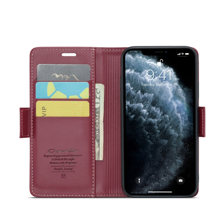 For iPhone 11 Pro Max CaseMe 023 Butterfly Buckle Litchi Texture RFID Anti-theft Leather Phone Case(Wine Red) - iPhone 11 Pro Max Cases by CaseMe | Online Shopping South Africa | PMC Jewellery