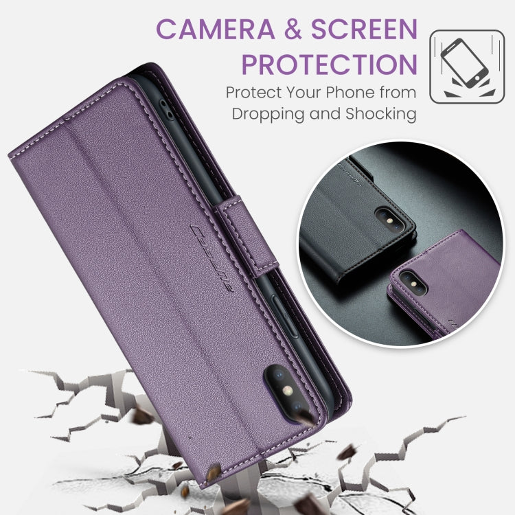 For iPhone XS Max CaseMe 023 Butterfly Buckle Litchi Texture RFID Anti-theft Leather Phone Case(Pearly Purple) - More iPhone Cases by CaseMe | Online Shopping South Africa | PMC Jewellery