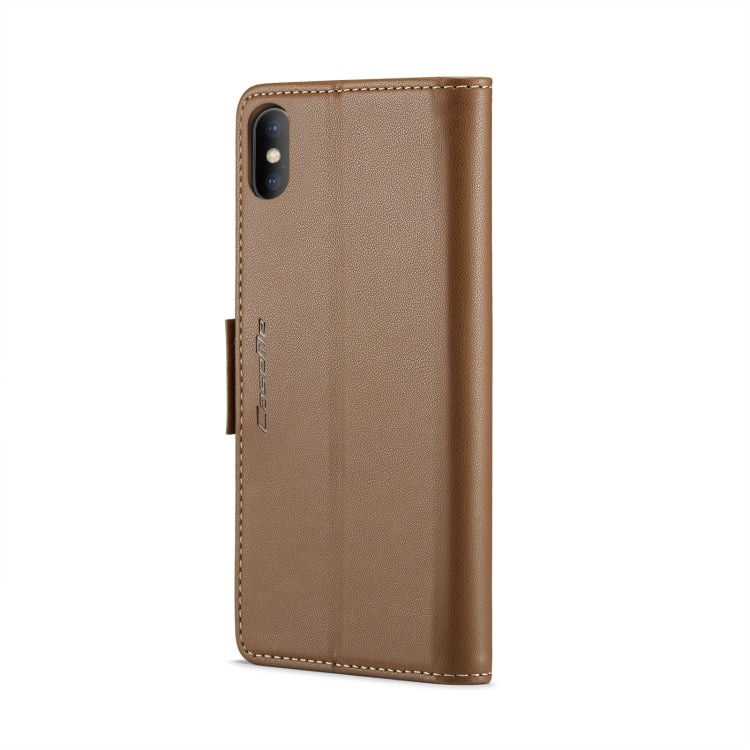 For iPhone XS CaseMe 023 Butterfly Buckle Litchi Texture RFID Anti-theft Leather Phone Case(Brown) - More iPhone Cases by CaseMe | Online Shopping South Africa | PMC Jewellery