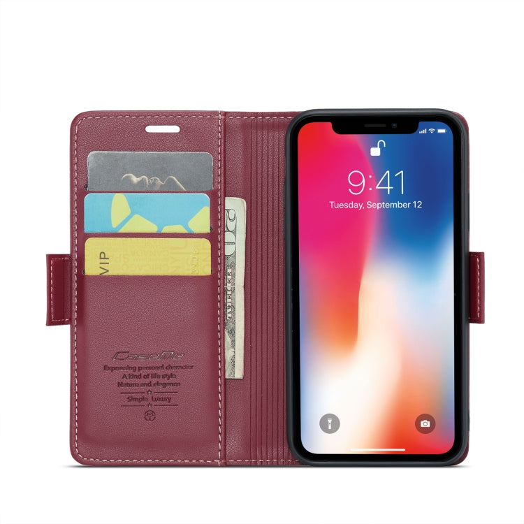 For iPhone XS CaseMe 023 Butterfly Buckle Litchi Texture RFID Anti-theft Leather Phone Case(Wine Red) - More iPhone Cases by CaseMe | Online Shopping South Africa | PMC Jewellery