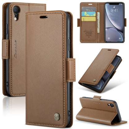 For iPhone XR CaseMe 023 Butterfly Buckle Litchi Texture RFID Anti-theft Leather Phone Case(Brown) - More iPhone Cases by CaseMe | Online Shopping South Africa | PMC Jewellery
