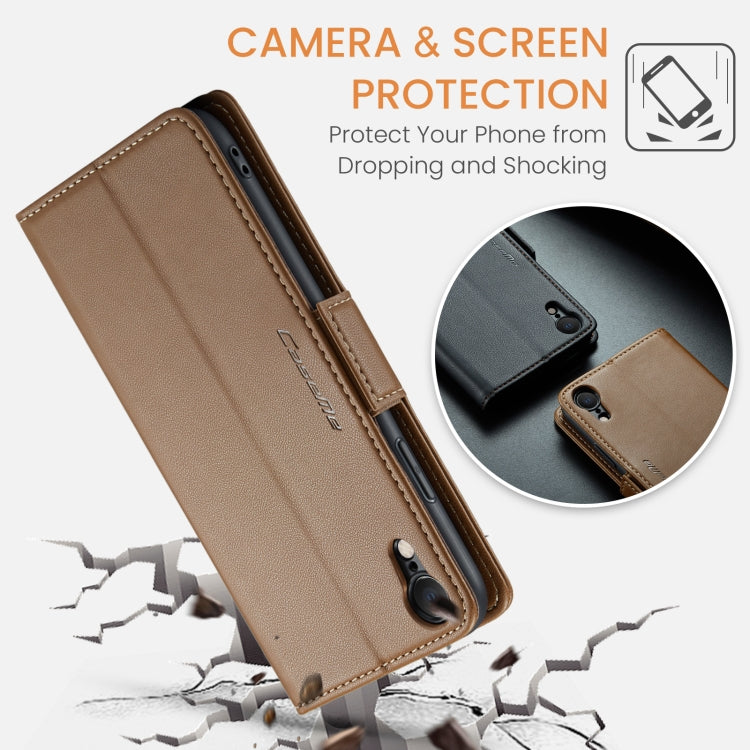 For iPhone XR CaseMe 023 Butterfly Buckle Litchi Texture RFID Anti-theft Leather Phone Case(Brown) - More iPhone Cases by CaseMe | Online Shopping South Africa | PMC Jewellery