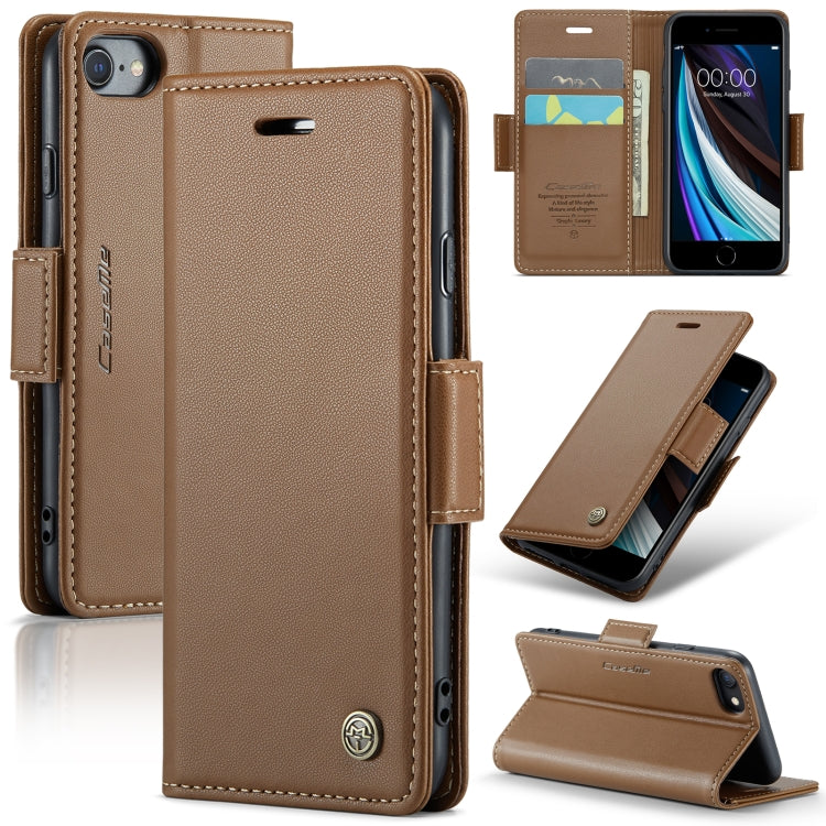 For iPhone SE 2022/SE 2020/6/7/8 CaseMe 023 Butterfly Buckle Litchi Texture RFID Anti-theft Leather Phone Case(Brown) - More iPhone Cases by CaseMe | Online Shopping South Africa | PMC Jewellery