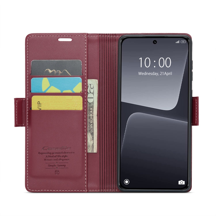 For Xiaomi 13 CaseMe 023 Butterfly Buckle Litchi Texture RFID Anti-theft Leather Phone Case(Wine Red) - 13 Cases by CaseMe | Online Shopping South Africa | PMC Jewellery