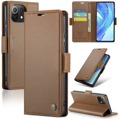 For Xiaomi Mi 11 Lite CaseMe 023 Butterfly Buckle Litchi Texture RFID Anti-theft Leather Phone Case(Brown) - Xiaomi Cases by CaseMe | Online Shopping South Africa | PMC Jewellery