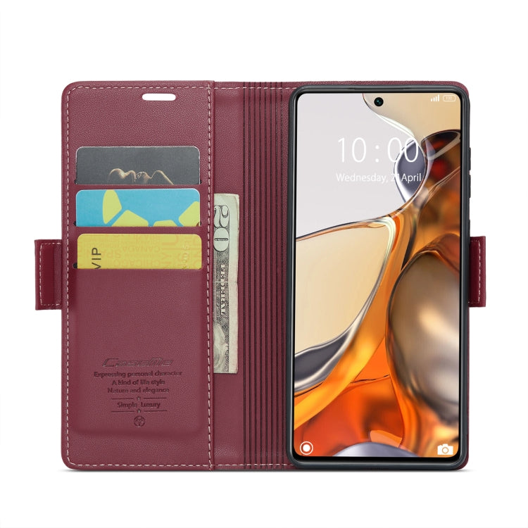 For Xiaomi 11T / 11T Pro CaseMe 023 Butterfly Buckle Litchi Texture RFID Anti-theft Leather Phone Case(Wine Red) - Xiaomi Cases by CaseMe | Online Shopping South Africa | PMC Jewellery