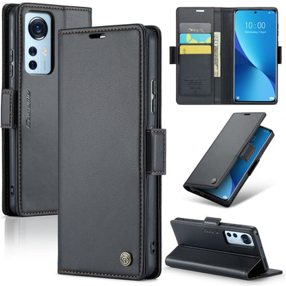 For Xiaomi 12 / 12X / 12S CaseMe 023 Butterfly Buckle Litchi Texture RFID Anti-theft Leather Phone Case(Black) - 12 Cases by CaseMe | Online Shopping South Africa | PMC Jewellery