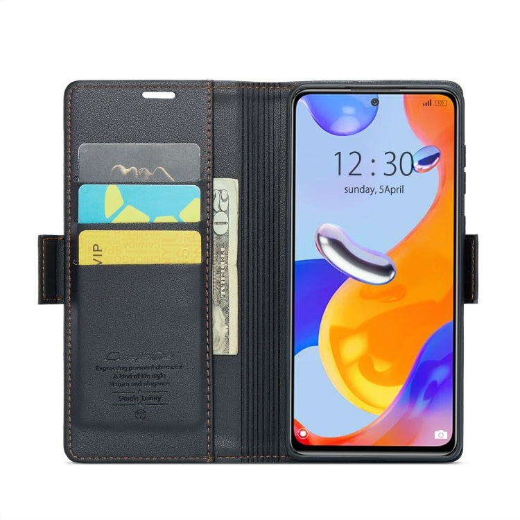 CaseMe 023 Butterfly Buckle Litchi Texture RFID Anti-theft Leather Phone Case For Xiaomi Redmi Note 11 Pro 5G Global/Redmi Note 11 Pro Global(Black) - Redmi Note 11 Pro Case by CaseMe | Online Shopping South Africa | PMC Jewellery