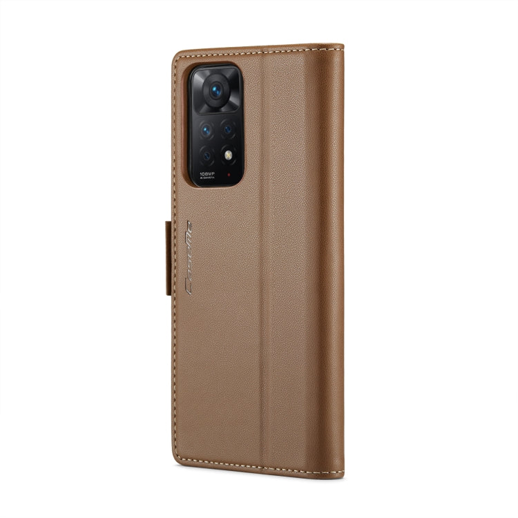 CaseMe 023 Butterfly Buckle Litchi Texture RFID Anti-theft Leather Phone Case For Xiaomi Redmi Note 11 Pro 5G Global/Redmi Note 11 Pro Global(Brown) - Redmi Note 11 Pro Case by CaseMe | Online Shopping South Africa | PMC Jewellery