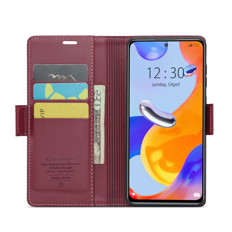 CaseMe 023 Butterfly Buckle Litchi Texture RFID Anti-theft Leather Phone Case For Xiaomi Redmi Note 11 Pro 5G Global/Redmi Note 11 Pro Global(Wine Red) - Redmi Note 11 Pro Case by CaseMe | Online Shopping South Africa | PMC Jewellery