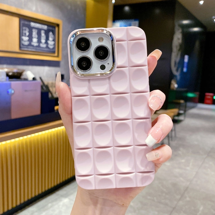 For iPhone 12 Groove Pattern Electroplating TPU Phone Case(Pink) - iPhone 12 / 12 Pro Cases by PMC Jewellery | Online Shopping South Africa | PMC Jewellery