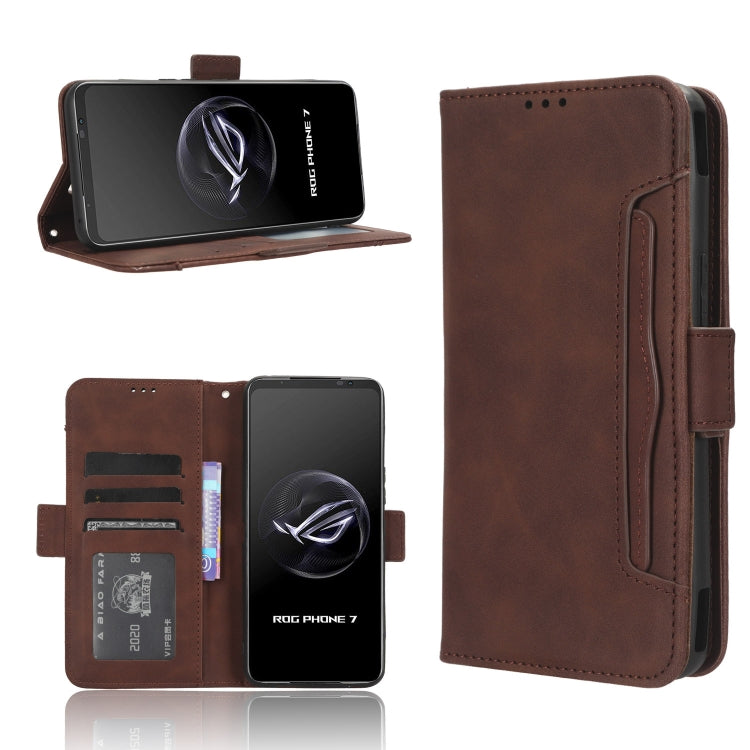 For ASUS ROG Phone 7 Skin Feel Calf Texture Card Slots Leather Phone Case(Brown) - ASUS Cases by PMC Jewellery | Online Shopping South Africa | PMC Jewellery