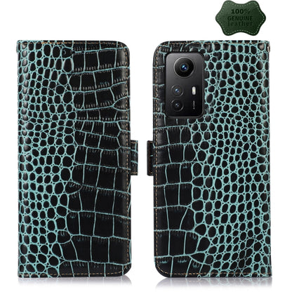 For Xiaomi Redmi Note 12S 4G Crocodile Top Layer Cowhide Leather Phone Case(Green) - Xiaomi Cases by PMC Jewellery | Online Shopping South Africa | PMC Jewellery