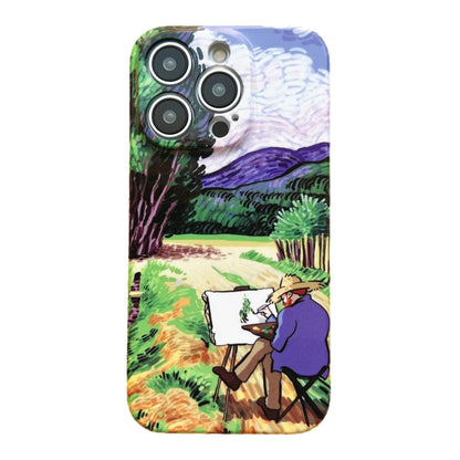 For iPhone 14 Plus Precise Hole Oil Painting Pattern PC Phone Case(Painting) - iPhone 14 Plus Cases by PMC Jewellery | Online Shopping South Africa | PMC Jewellery