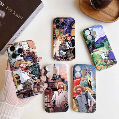 For iPhone 14 Pro Precise Hole Oil Painting Pattern PC Phone Case(Edifice) - iPhone 14 Pro Cases by PMC Jewellery | Online Shopping South Africa | PMC Jewellery