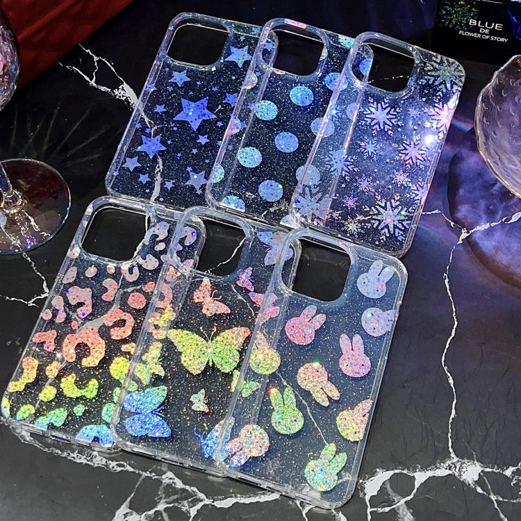 For iPhone 14 Little Star Series Glitter Powder TPU Phone Case(Pentangle) - iPhone 14 Cases by PMC Jewellery | Online Shopping South Africa | PMC Jewellery