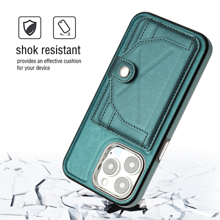 For iPhone 14 Pro Shockproof Leather Phone Case with Card Holder(Green) - iPhone 14 Pro Cases by PMC Jewellery | Online Shopping South Africa | PMC Jewellery