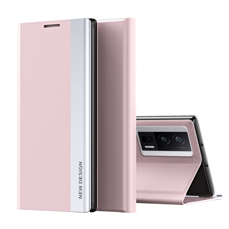 For Xiaomi Poco F5 Pro Side Side Electroplated Magnetic Leather Phone Case(Pink) - Xiaomi Cases by PMC Jewellery | Online Shopping South Africa | PMC Jewellery