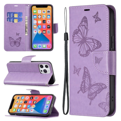 For Xiaomi Redmi 12 4G Two Butterflies Embossing Leather Phone Case(Purple) - Xiaomi Cases by PMC Jewellery | Online Shopping South Africa | PMC Jewellery