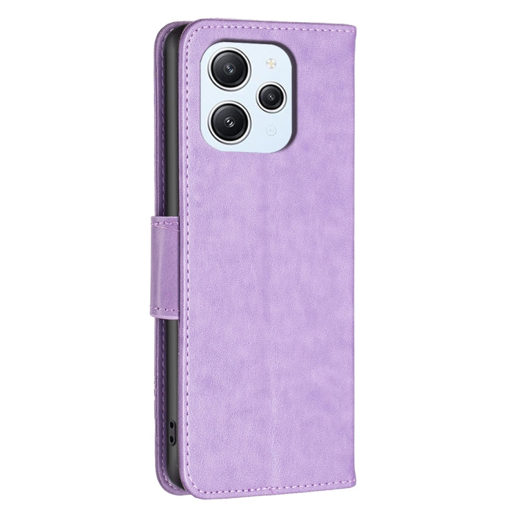 For Xiaomi Redmi 12 4G Two Butterflies Embossing Leather Phone Case(Purple) - Xiaomi Cases by PMC Jewellery | Online Shopping South Africa | PMC Jewellery