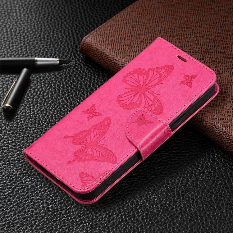 For Xiaomi Redmi 12 4G Two Butterflies Embossing Leather Phone Case(Rose Red) - Xiaomi Cases by PMC Jewellery | Online Shopping South Africa | PMC Jewellery