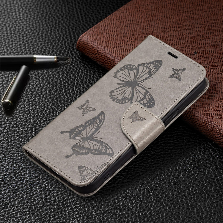 For Xiaomi Redmi 12 4G Two Butterflies Embossing Leather Phone Case(Grey) - Xiaomi Cases by PMC Jewellery | Online Shopping South Africa | PMC Jewellery