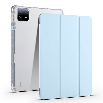 For Xiaomi Pad 6 / 6 Pro 3-fold Clear TPU Smart Leather Tablet Case with Pen Slot(Ice Blue) - More Tablet Cases by PMC Jewellery | Online Shopping South Africa | PMC Jewellery