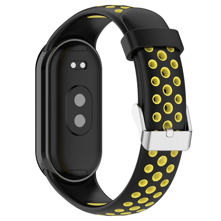 For Xiaomi Mi Band 8 Two-color Steel Plug Silicone Watch Band(Black Yellow) - Watch Bands by PMC Jewellery | Online Shopping South Africa | PMC Jewellery