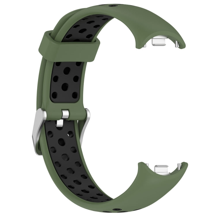 For Xiaomi Mi Band 8 Two-color Steel Plug Silicone Watch Band(Army Green Black) - Watch Bands by PMC Jewellery | Online Shopping South Africa | PMC Jewellery