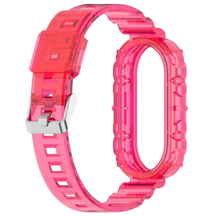 For Xiaomi Mi Band 8 Integrated Transparent Silicone Watch Band(Rose Red) - Watch Bands by PMC Jewellery | Online Shopping South Africa | PMC Jewellery