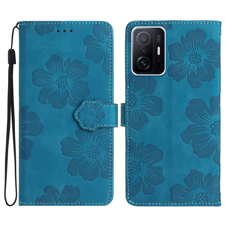 For Xiaomi 11T / 11T Pro Flower Embossing Pattern Leather Phone Case(Blue) - Xiaomi Cases by PMC Jewellery | Online Shopping South Africa | PMC Jewellery