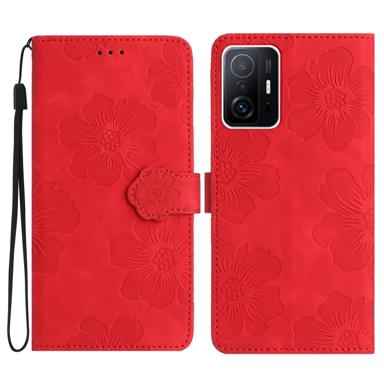 For Xiaomi 11T / 11T Pro Flower Embossing Pattern Leather Phone Case(Red) - Xiaomi Cases by PMC Jewellery | Online Shopping South Africa | PMC Jewellery