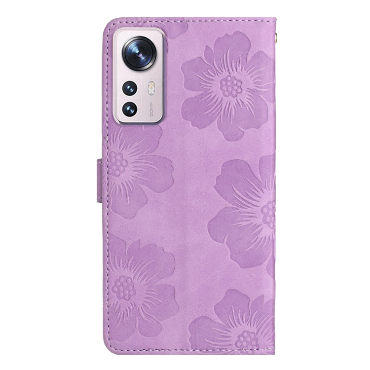 For Xiaomi 12 Pro Flower Embossing Pattern Leather Phone Case(Purple) - 12 Pro Cases by PMC Jewellery | Online Shopping South Africa | PMC Jewellery