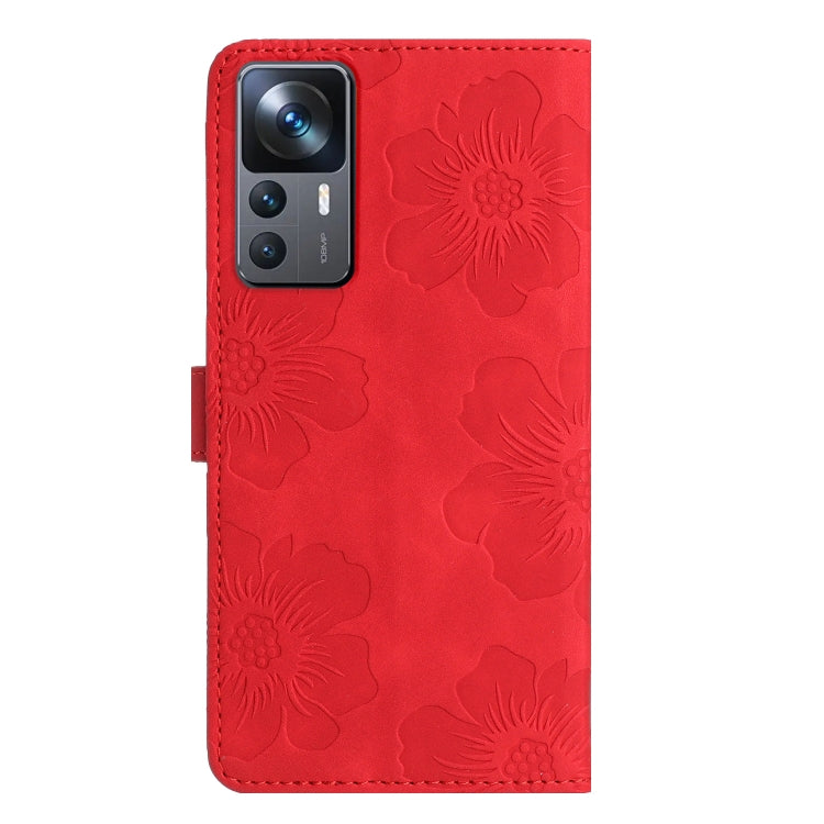 For Xiaomi 12T  / 12T Pro Flower Embossing Pattern Leather Phone Case(Red) - Xiaomi Cases by PMC Jewellery | Online Shopping South Africa | PMC Jewellery