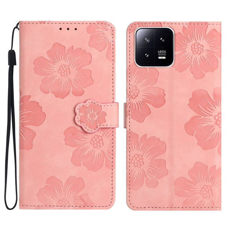 For Xiaomi 13 Pro Flower Embossing Pattern Leather Phone Case(Pink) - 13 Pro Cases by PMC Jewellery | Online Shopping South Africa | PMC Jewellery