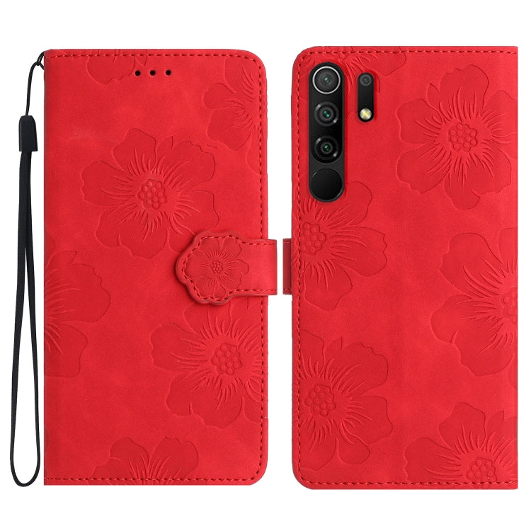 For Xiaomi Redmi 9 Flower Embossing Pattern Leather Phone Case(Red) - Xiaomi Cases by PMC Jewellery | Online Shopping South Africa | PMC Jewellery