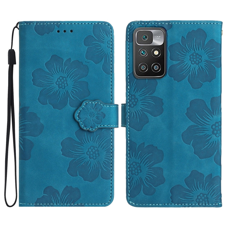 For Xiaomi Redmi 10 2022 Flower Embossing Pattern Leather Phone Case(Blue) - Xiaomi Cases by PMC Jewellery | Online Shopping South Africa | PMC Jewellery