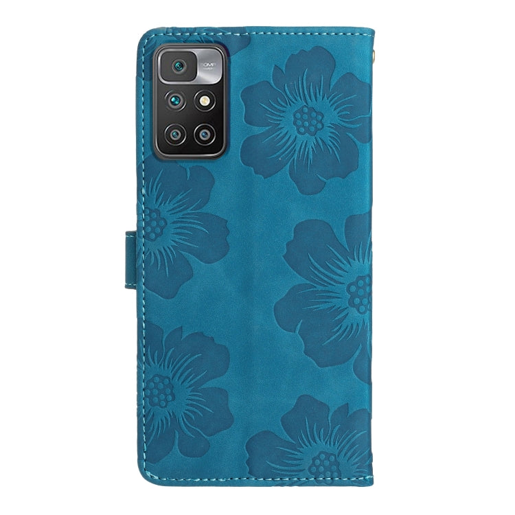 For Xiaomi Redmi 10 2022 Flower Embossing Pattern Leather Phone Case(Blue) - Xiaomi Cases by PMC Jewellery | Online Shopping South Africa | PMC Jewellery