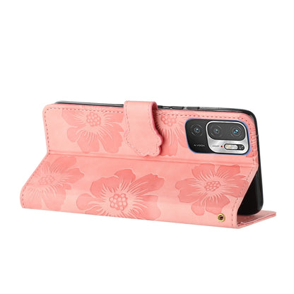 For Xiaomi Redmi Note 10 5G Flower Embossing Pattern Leather Phone Case(Pink) - Xiaomi Cases by PMC Jewellery | Online Shopping South Africa | PMC Jewellery